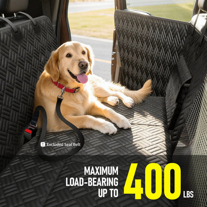 Premium Dog Car Seat Cover with Reinforced Base, Supports up to 400 lbs | Innovative Waterproof Hammock Style Back Seat Extender for Cars, SUVs, and Full-Size Trucks (Available in Small & Large Sizes)