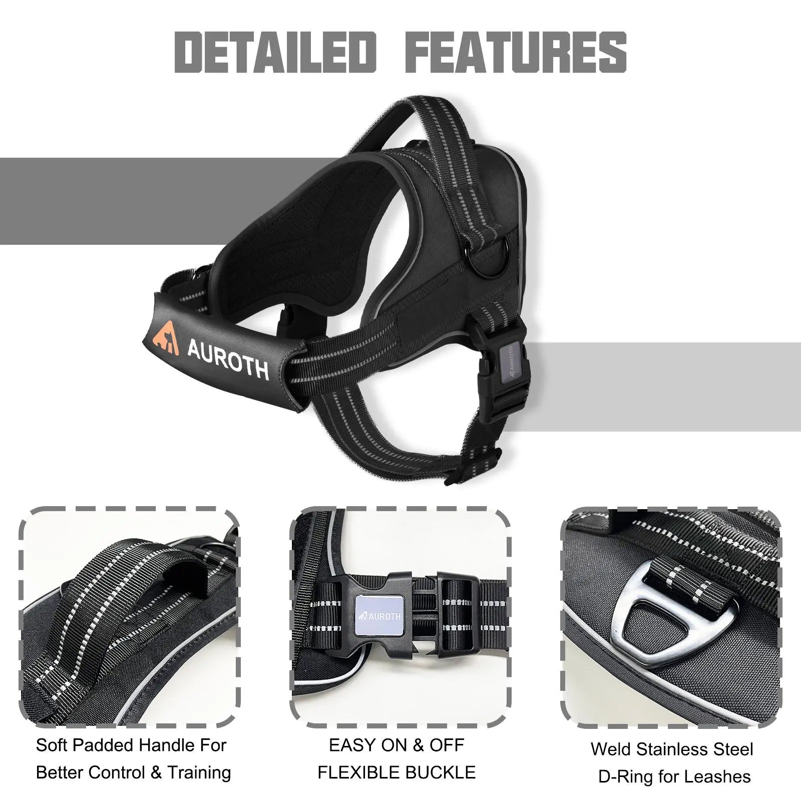 【#Summersale】No Pull Dog Harness Straps, Safety Harnesses for Dogs – Soft Padded Service Vest, Reflective, Adjustable, Easy on & off – Ideal for Walking & Training, Fits Small, Medium & Large Dogs