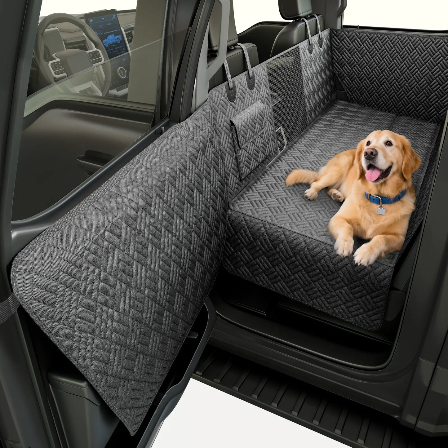 Premium Dog Car Seat Cover with Reinforced Base, Supports up to 400 lbs | Innovative Waterproof Hammock Style Back Seat Extender for Cars, SUVs, and Full-Size Trucks (Available in Small & Large Sizes)