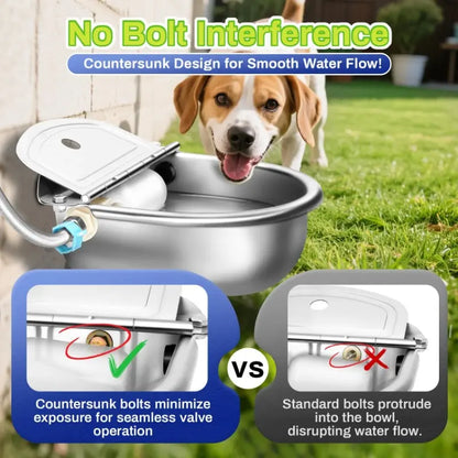 3L Stainless Steel Automatic Dog Water Dispenser with Fountain Flow, Drain Plug, and Hose for Convenient Refilling